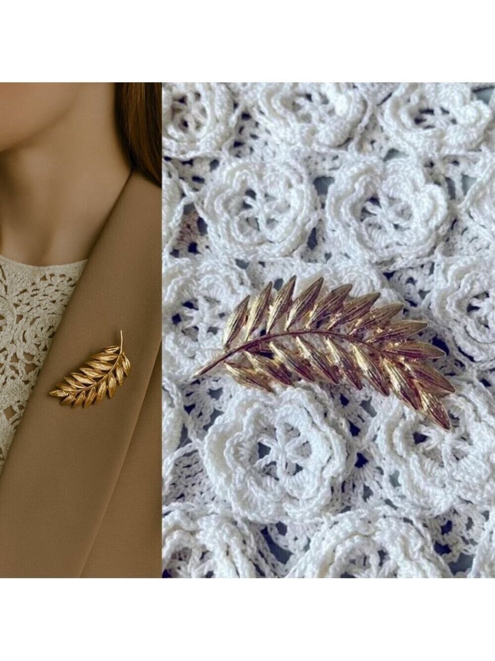 AAi Signed Gold Tone Leaf Brooch